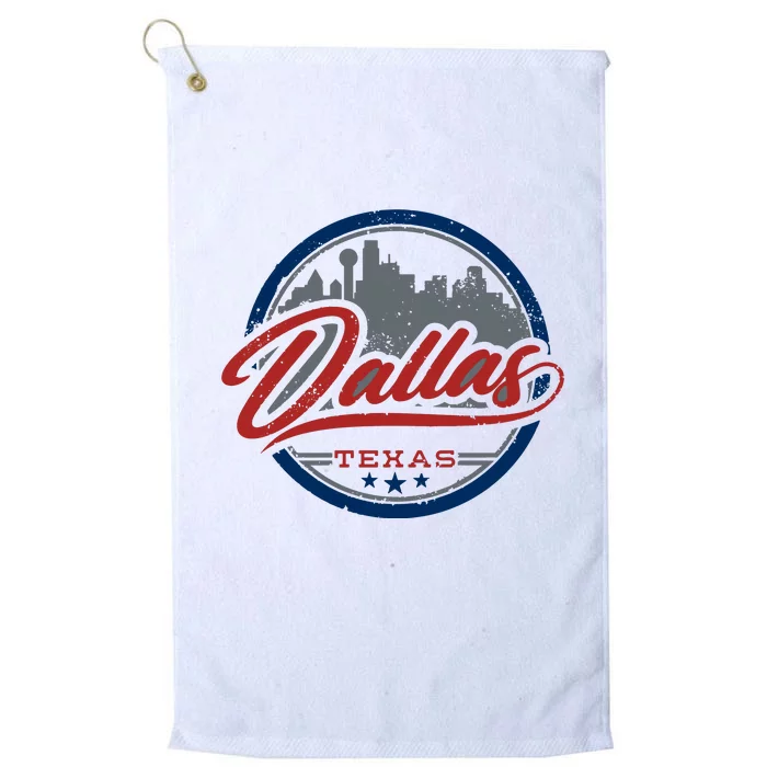 Dallas Texas Vintage Travel Stamp Platinum Collection Golf Towel