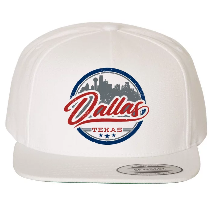 Dallas Texas Vintage Travel Stamp Wool Snapback Cap