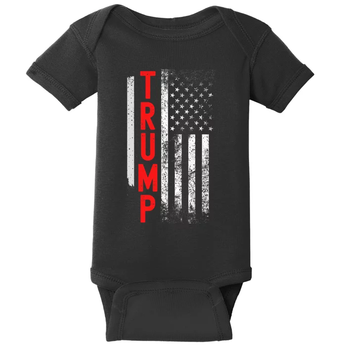 Donald Trump Vintage USA Flag 2024 Baby Bodysuit