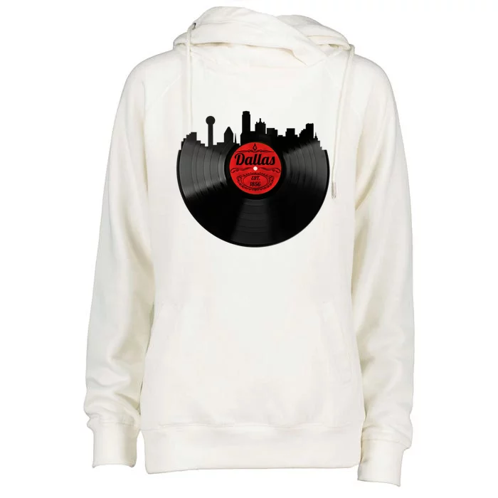 Dallas Texas Vinyl Record Retro Hipster Music Dallas Skyline Gift Womens Funnel Neck Pullover Hood