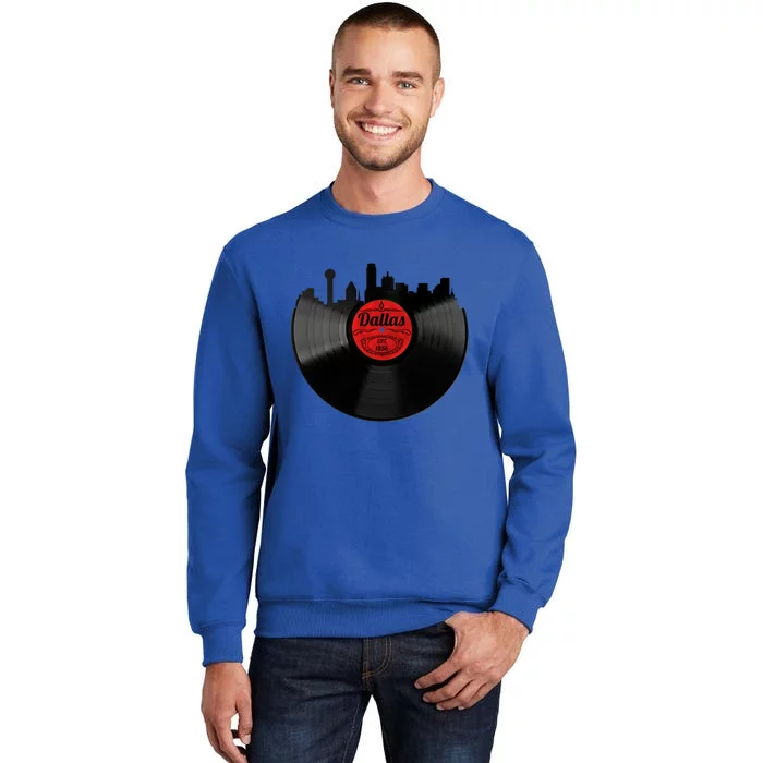 Dallas Texas Vinyl Record Retro Hipster Music Dallas Skyline Gift Sweatshirt