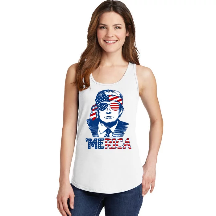 Donald Trump Vintage Patriotic Merica Ladies Essential Tank