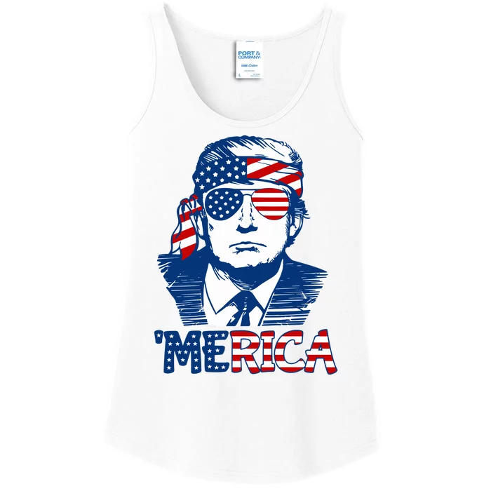 Donald Trump Vintage Patriotic Merica Ladies Essential Tank