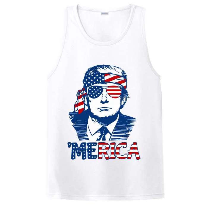 Donald Trump Vintage Patriotic Merica Performance Tank