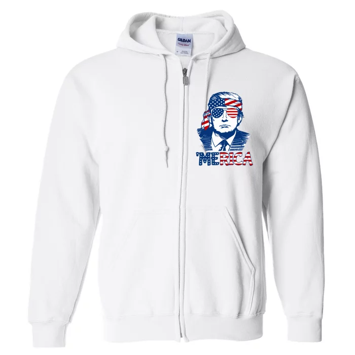 Donald Trump Vintage Patriotic Merica Full Zip Hoodie