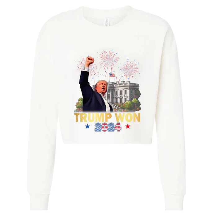 Donald Trump Wins Us Presidency Trump Won 2024 Presidential Election Cropped Pullover Crew