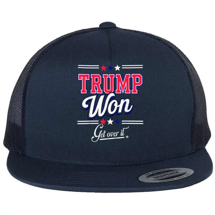 Donald Trump Wins Us Presidency Trump Won 2024 Usa President Flat Bill Trucker Hat