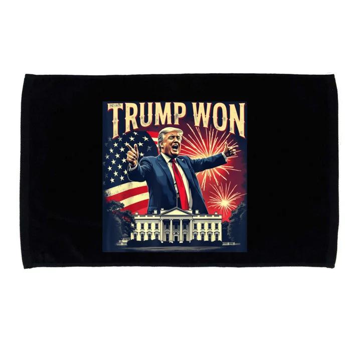 Donald Trump Wins Us Presidency Trump Won 2024 Usa President Microfiber Hand Towel