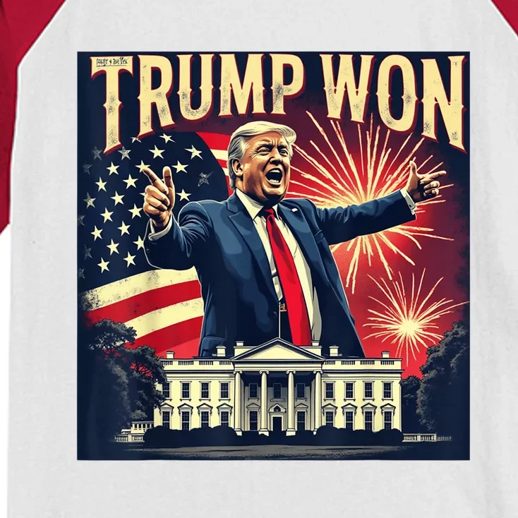 Donald Trump Wins Us Presidency Trump Won 2024 Usa President Kids Colorblock Raglan Jersey