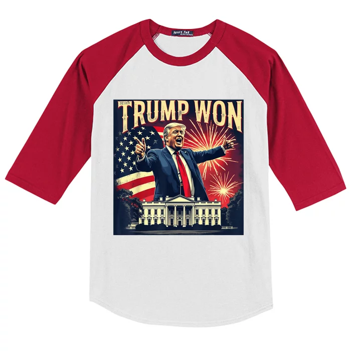 Donald Trump Wins Us Presidency Trump Won 2024 Usa President Kids Colorblock Raglan Jersey