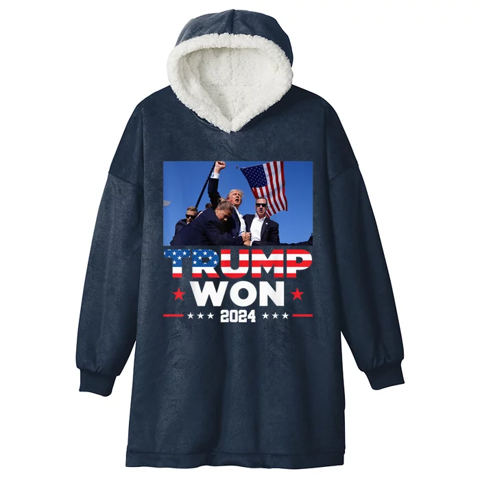 Donald Trump Wins Us Presidency Trump Won 2024 Usa President Hooded Wearable Blanket