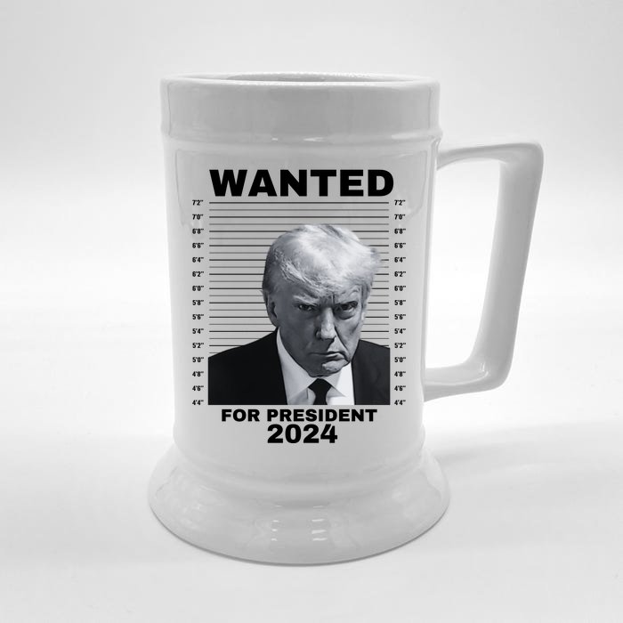 DONALD TRUMP WANTED FOR PRESIDENT 2024 President Trump Mugshot Front & Back Beer Stein