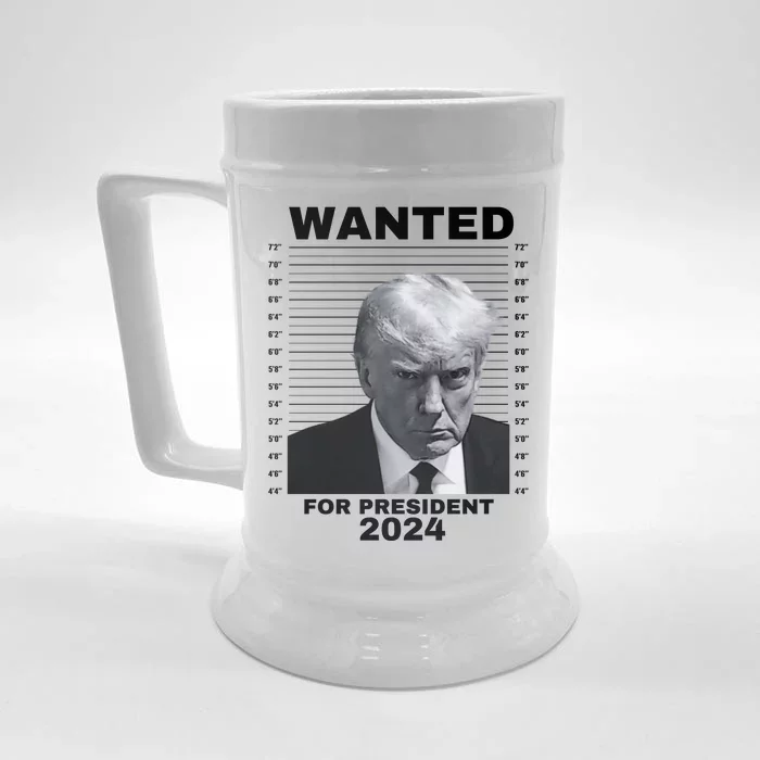 DONALD TRUMP WANTED FOR PRESIDENT 2024 President Trump Mugshot Front & Back Beer Stein