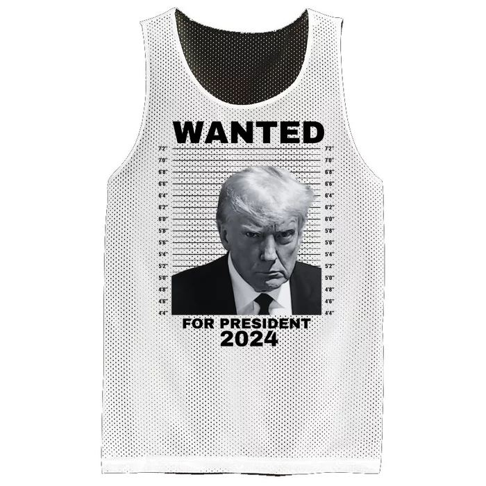 DONALD TRUMP WANTED FOR PRESIDENT 2024 President Trump Mugshot Mesh Reversible Basketball Jersey Tank