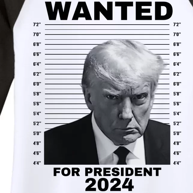 DONALD TRUMP WANTED FOR PRESIDENT 2024 President Trump Mugshot Women's Tri-Blend 3/4-Sleeve Raglan Shirt