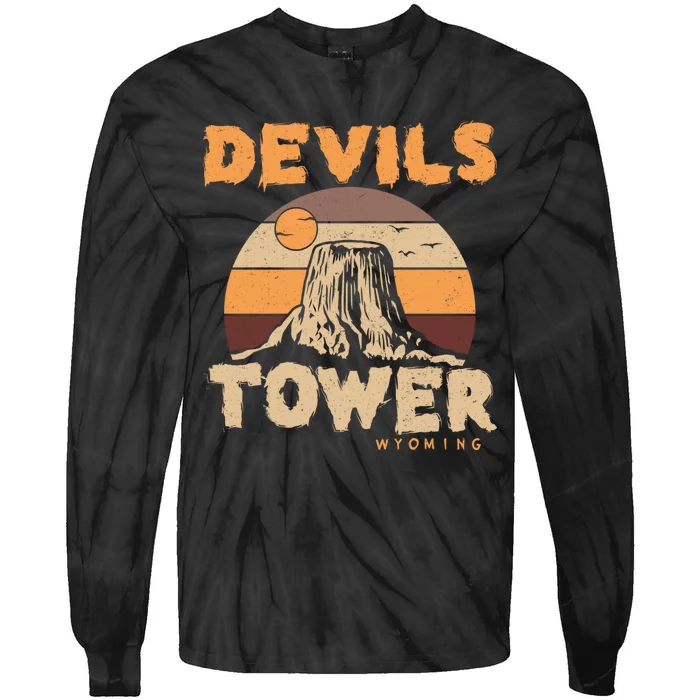 Devil's Tower Wyoming Hiking Camping Mountains Meaningful Gift Tie-Dye Long Sleeve Shirt