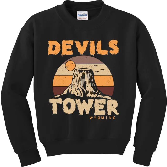 Devil's Tower Wyoming Hiking Camping Mountains Meaningful Gift Kids Sweatshirt