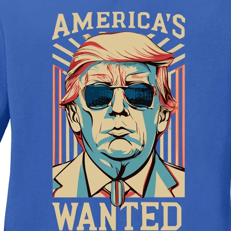 Donald Trump Wanted Ladies Long Sleeve Shirt