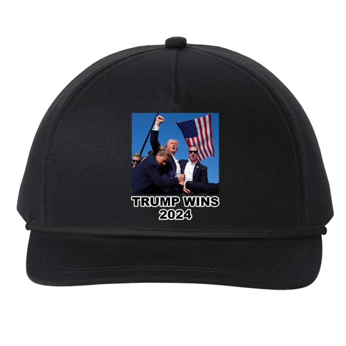 Donald Trump Wins 2024 Election Gun Shot Fired At Rally Snapback Five-Panel Rope Hat