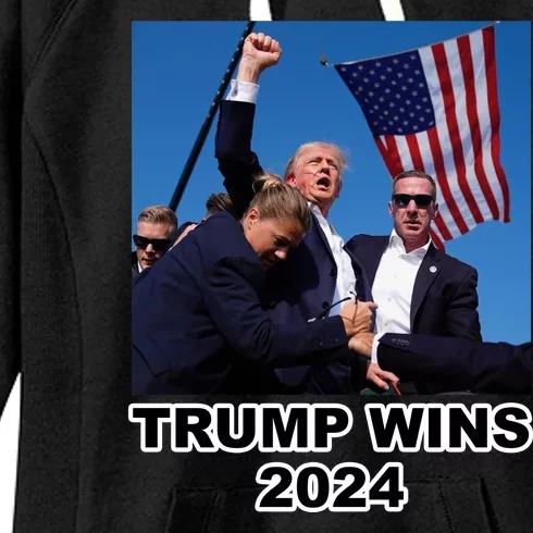 Donald Trump Wins 2024 Election Gun Shot Fired At Rally Women's Fleece Hoodie