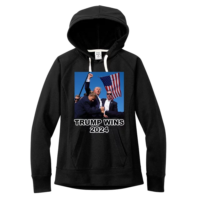 Donald Trump Wins 2024 Election Gun Shot Fired At Rally Women's Fleece Hoodie