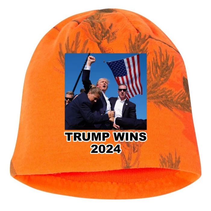 Donald Trump Wins 2024 Election Gun Shot Fired At Rally Kati - Camo Knit Beanie