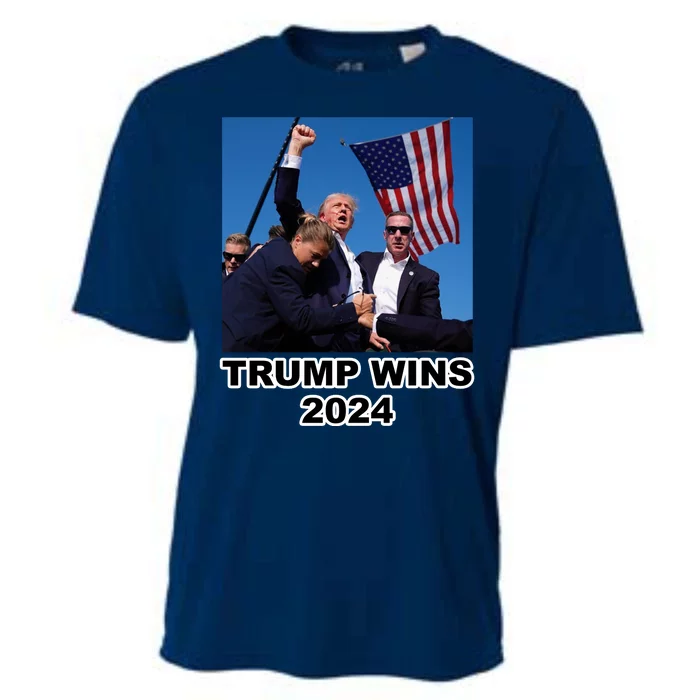 Donald Trump Wins 2024 Election Gun Shot Fired At Rally Cooling Performance Crew T-Shirt