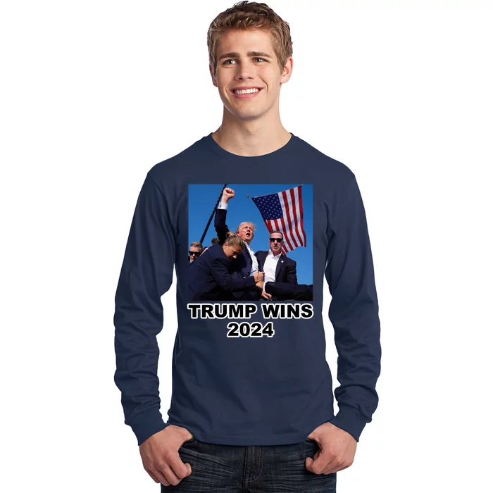 Donald Trump Wins 2024 Election Gun Shot Fired At Rally Long Sleeve Shirt