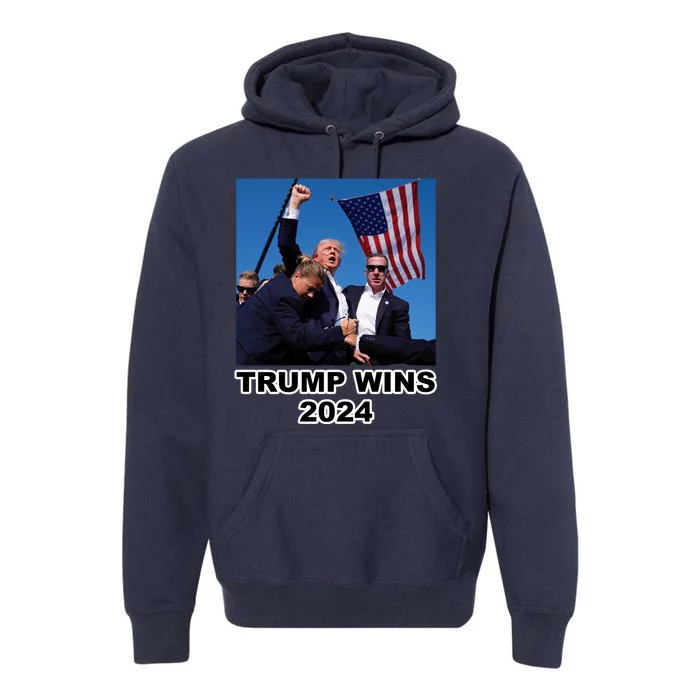 Donald Trump Wins 2024 Election Gun Shot Fired At Rally Premium Hoodie