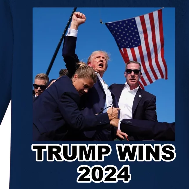 Donald Trump Wins 2024 Election Gun Shot Fired At Rally Baby Long Sleeve Bodysuit