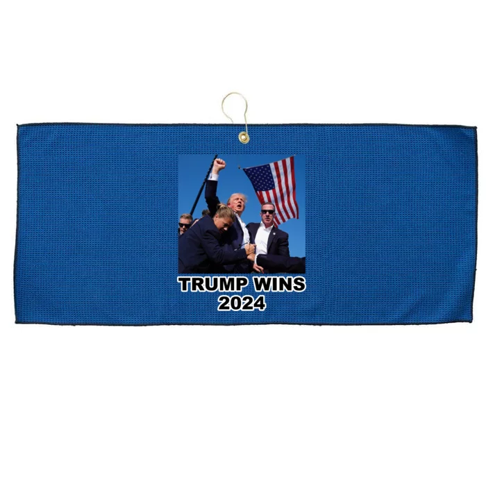 Donald Trump Wins 2024 Election Gun Shot Fired At Rally Large Microfiber Waffle Golf Towel