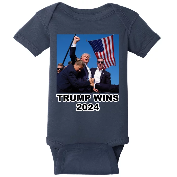 Donald Trump Wins 2024 Election Gun Shot Fired At Rally Baby Bodysuit