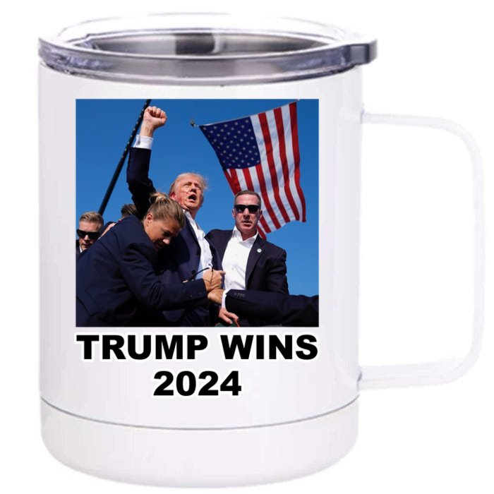 Donald Trump Wins 2024 Election Gun Shot Fired At Rally Front & Back 12oz Stainless Steel Tumbler Cup