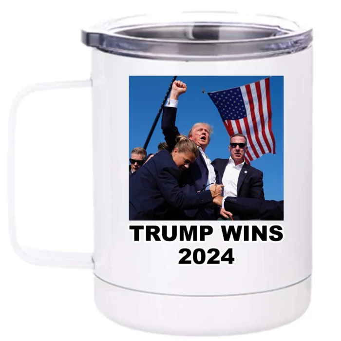 Donald Trump Wins 2024 Election Gun Shot Fired At Rally Front & Back 12oz Stainless Steel Tumbler Cup