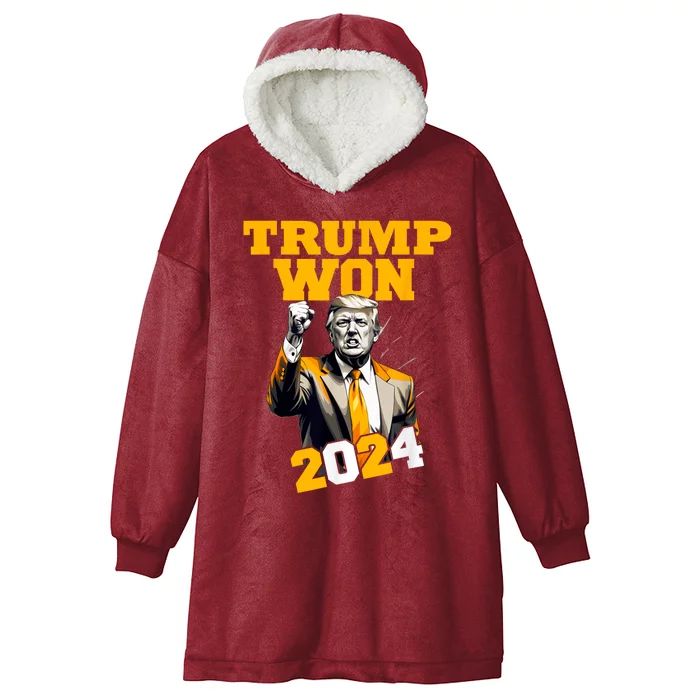 Donald Trump Won 2024 Election Inauguration Hooded Wearable Blanket