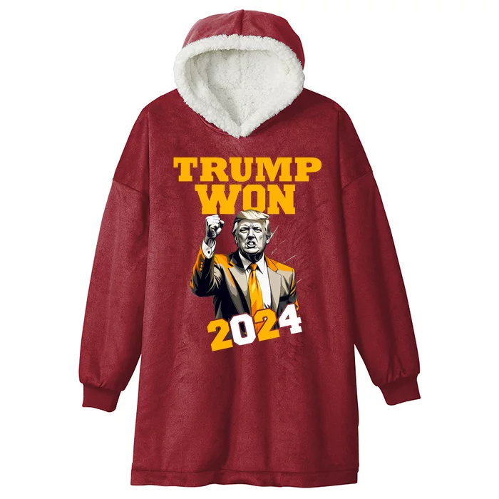 Donald Trump Won 2024 Election Inauguration Trump Vance Hooded Wearable Blanket