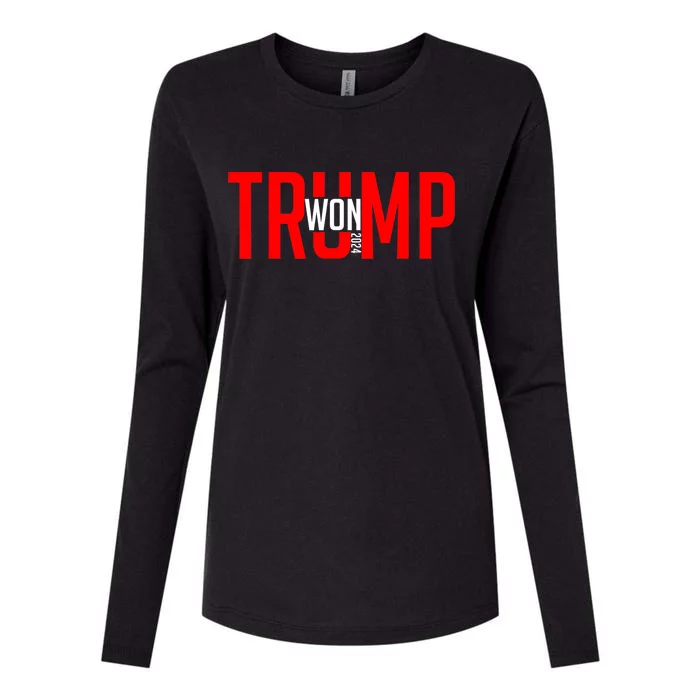 Donald Trump Won 2024 Election Inauguration Day Gift Womens Cotton Relaxed Long Sleeve T-Shirt