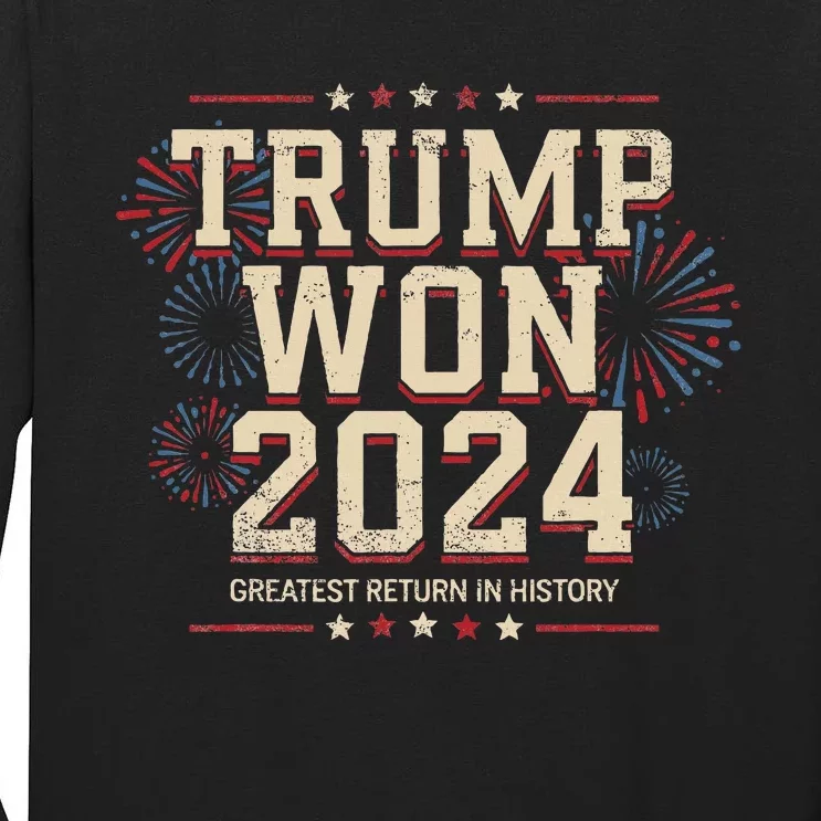 Donald Trump Won 2024 Election Inauguration Tall Long Sleeve T-Shirt