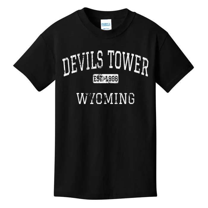 Devils Tower Wyoming WY Vintage Kids T-Shirt