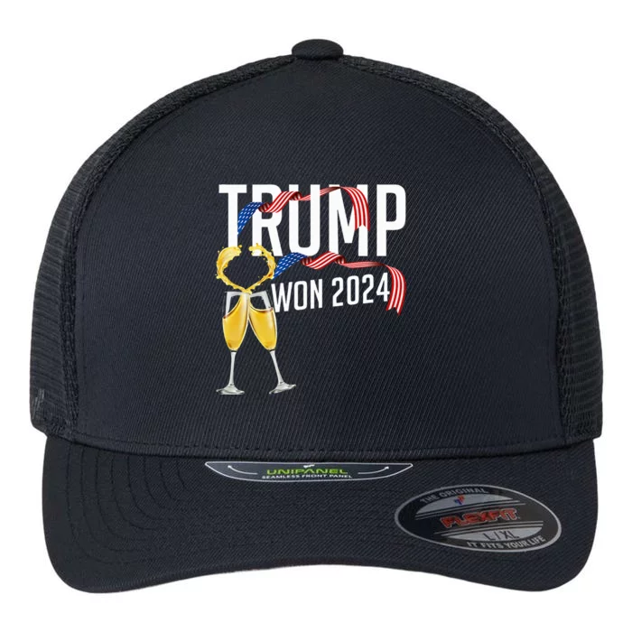 Donald Trump Won 2024 Election Inauguration Flexfit Unipanel Trucker Cap