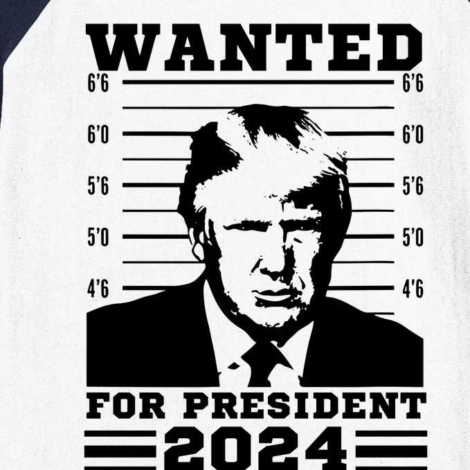 Donald Trump Wanted For President 2024 President Trump Mugshot. Baseball Sleeve Shirt