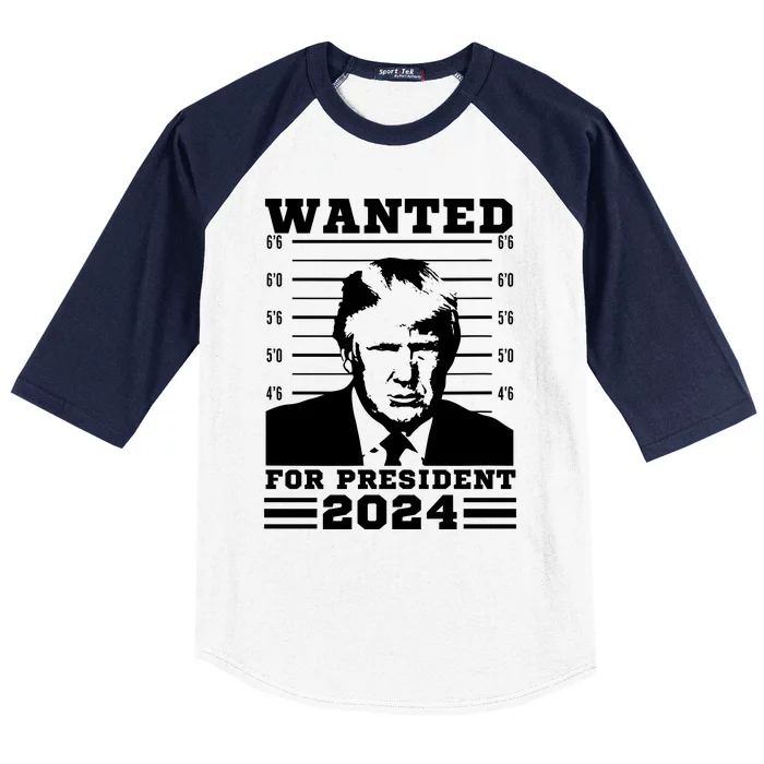 Donald Trump Wanted For President 2024 President Trump Mugshot. Baseball Sleeve Shirt