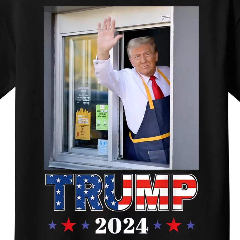 Donald Trump Works The Fry Station And Holds A Drivethru Kids T-Shirt