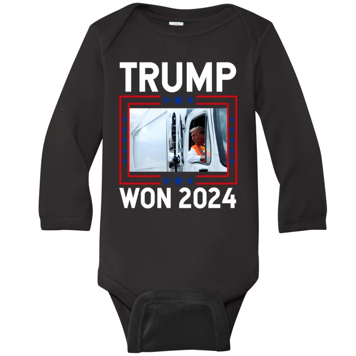 Donald Trump Won 2024 Election Inauguration Trump Garbage Baby Long Sleeve Bodysuit