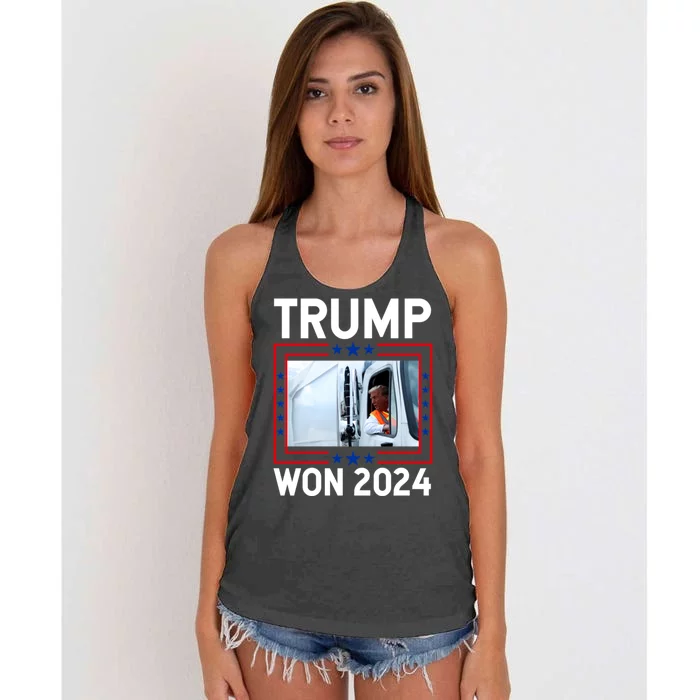 Donald Trump Won 2024 Election Inauguration Trump Garbage Women's Knotted Racerback Tank