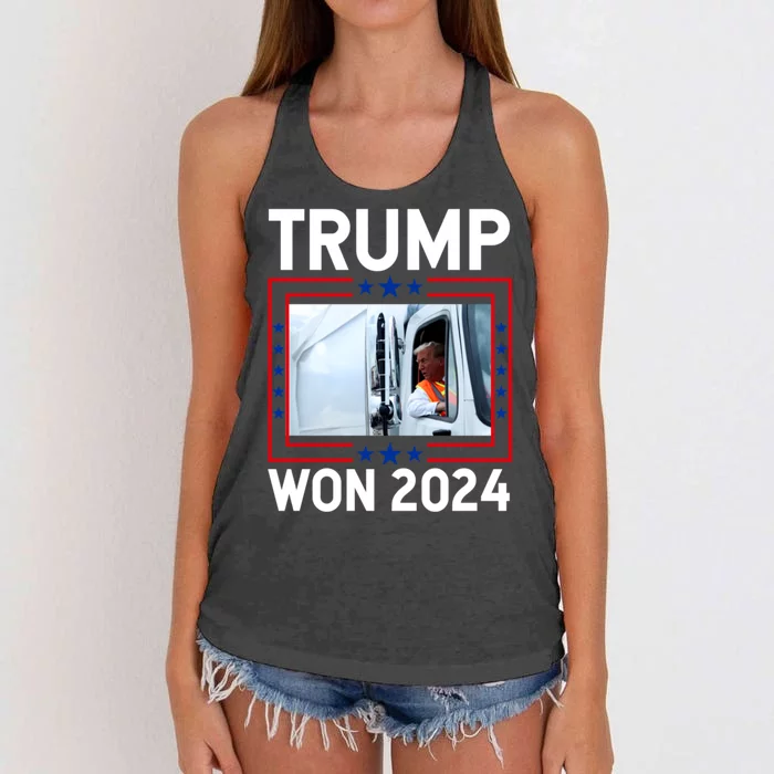 Donald Trump Won 2024 Election Inauguration Trump Garbage Women's Knotted Racerback Tank