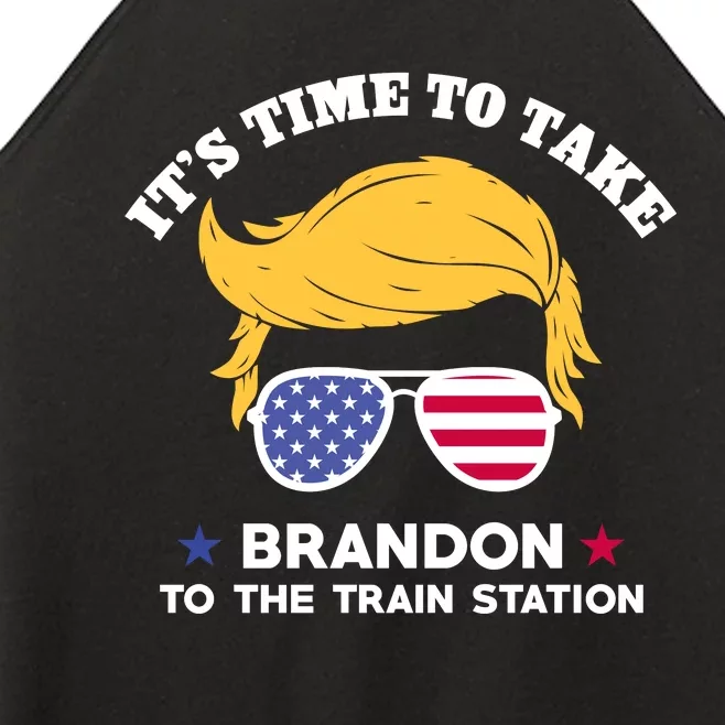 Donald Trump With American Flag Glasses – ItS Time To Take Brandon To The Train Women’s Perfect Tri Rocker Tank