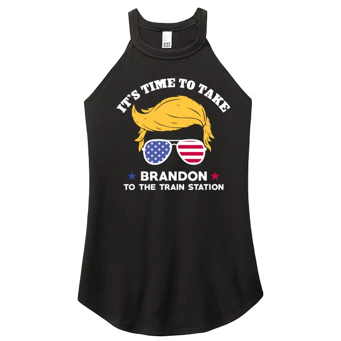 Donald Trump With American Flag Glasses – ItS Time To Take Brandon To The Train Women’s Perfect Tri Rocker Tank