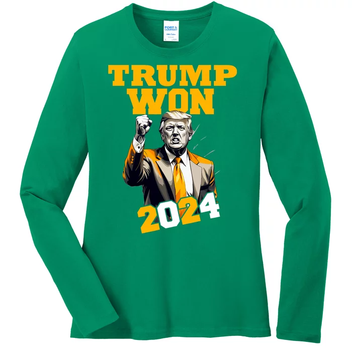 Donald Trump Won 2024 Election Inauguration Ladies Long Sleeve Shirt