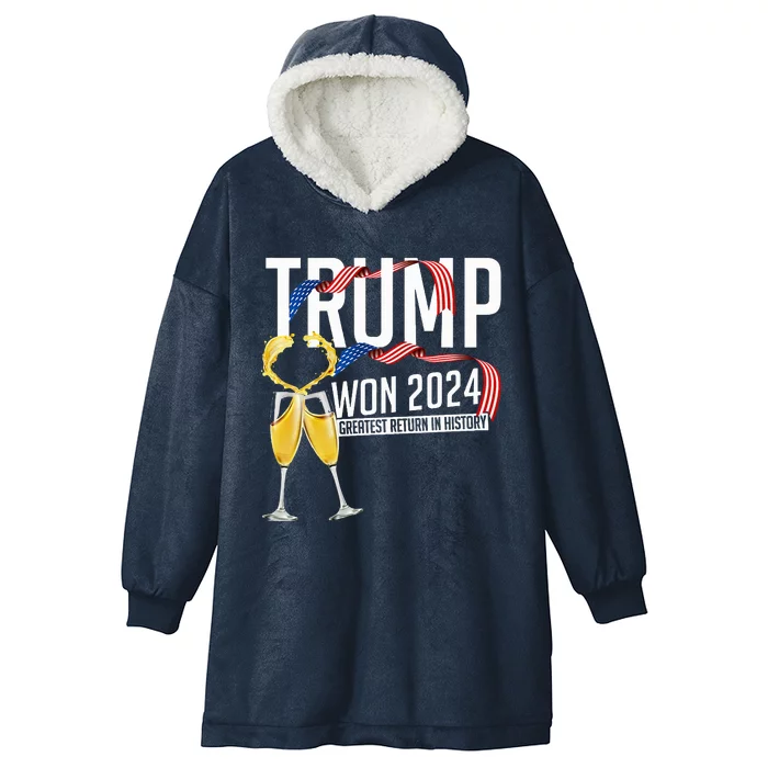 Donald Trump Won 2024 Election Inauguration Hooded Wearable Blanket